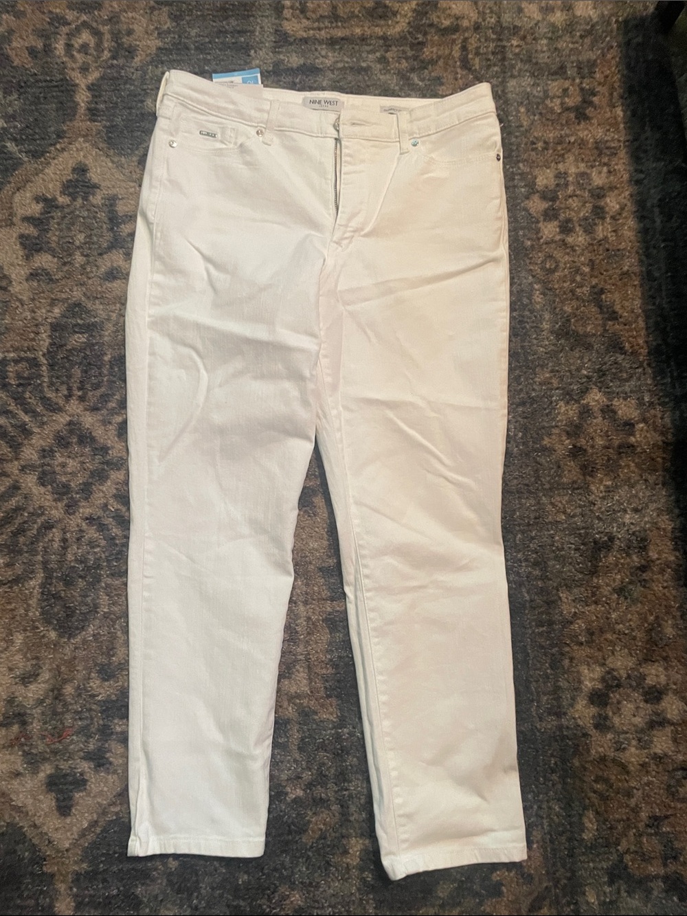 Nine West Cream Straight-Leg Jeans